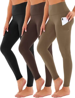 3 Pack Yoga Pants with Pockets for Women, Tummy Control Black Compression Gym Workout Leggings