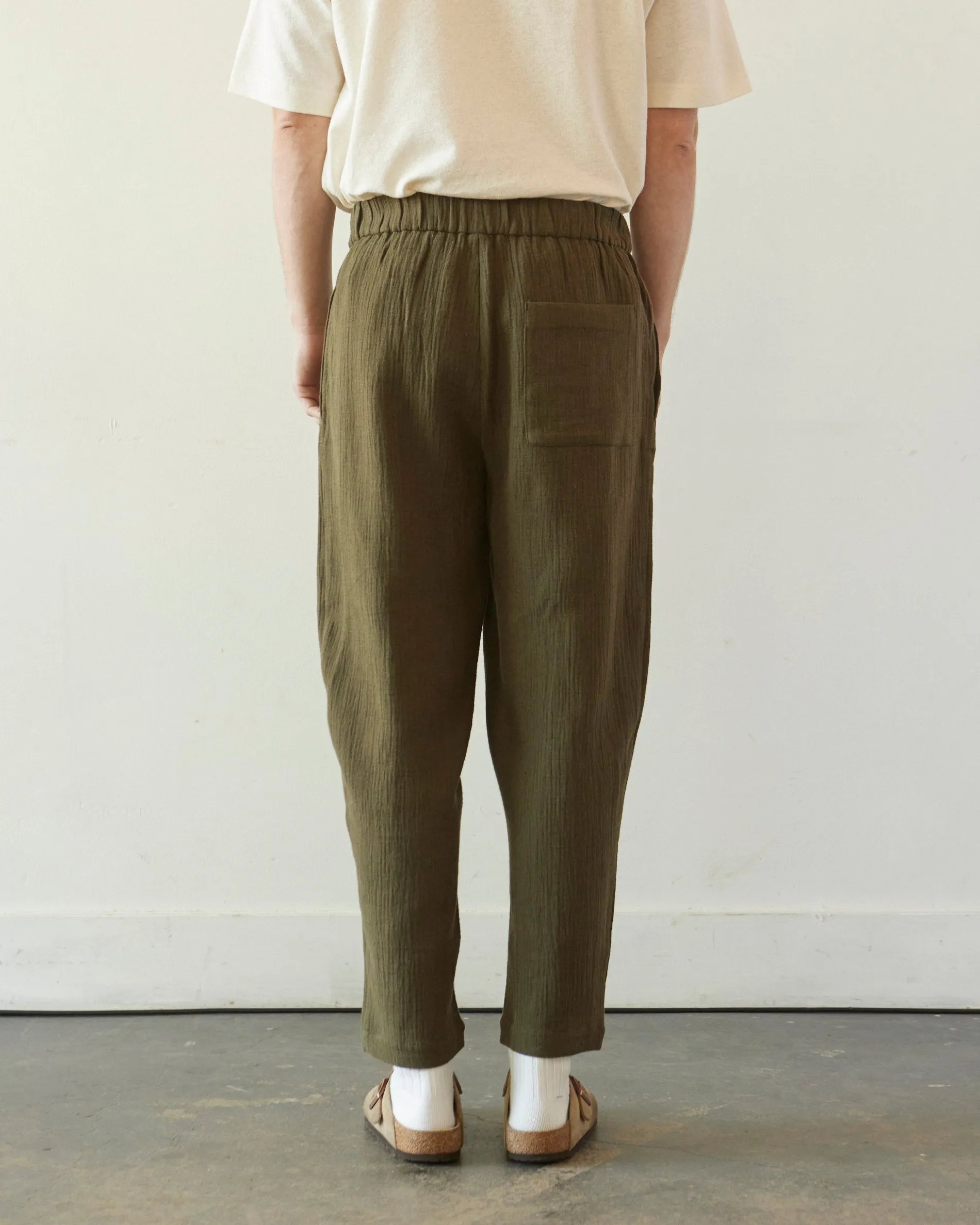 7115 Unisex Gauze Elastic Pull-Up Trouser, Deep Moss
