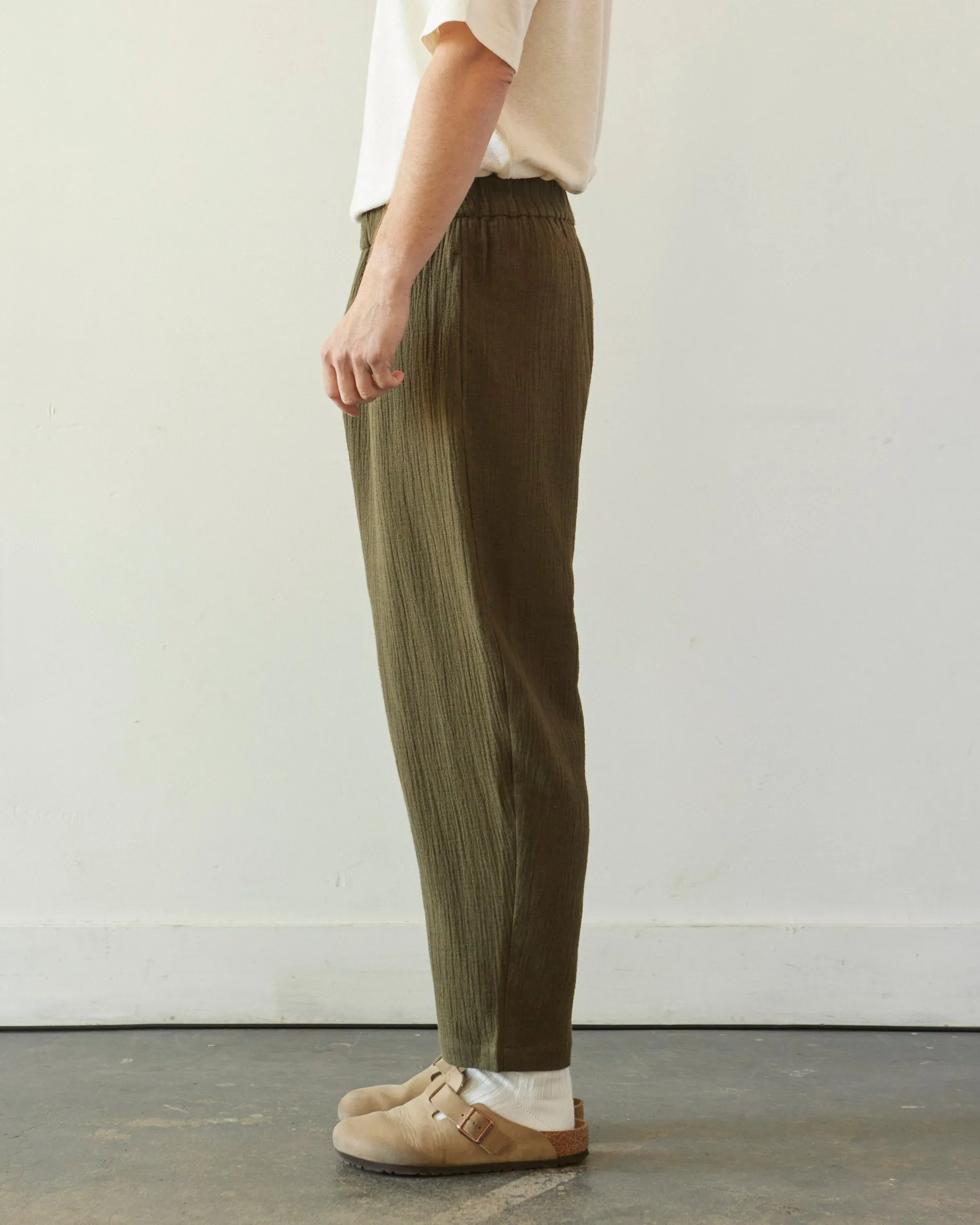 7115 Unisex Gauze Elastic Pull-Up Trouser, Deep Moss