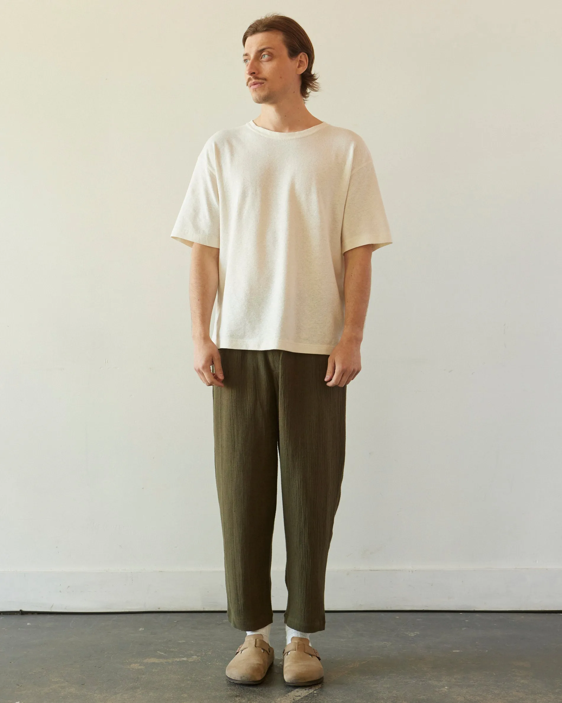 7115 Unisex Gauze Elastic Pull-Up Trouser, Deep Moss