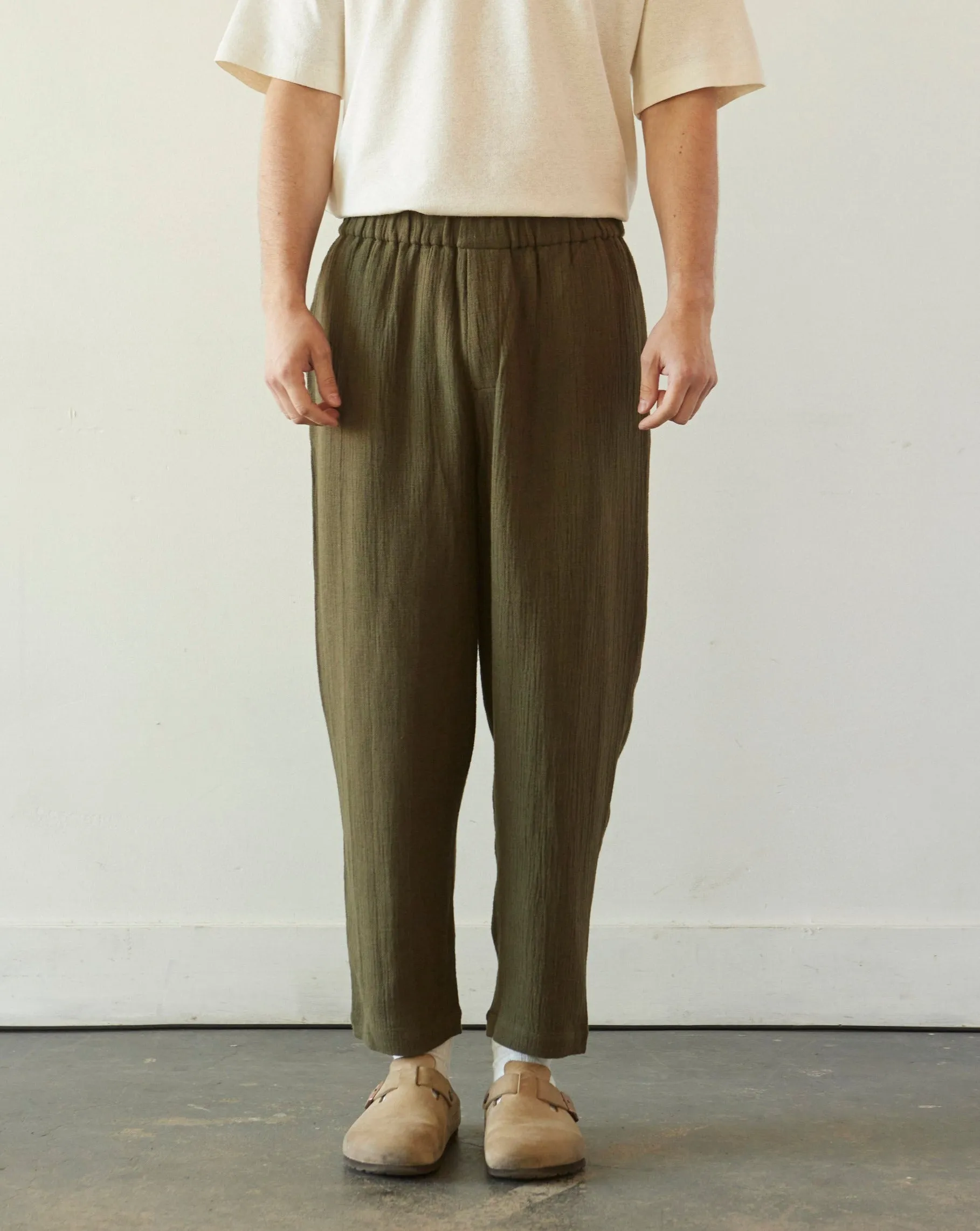 7115 Unisex Gauze Elastic Pull-Up Trouser, Deep Moss