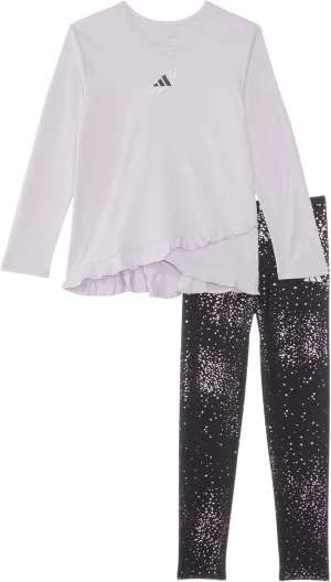 adidas girls Cross Over Melange Top Foil Aop Legging Set (Toddler/Little Kid)