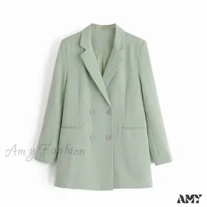 Amy Fashion - Double-breasted High Street Long Sleeve Blazer