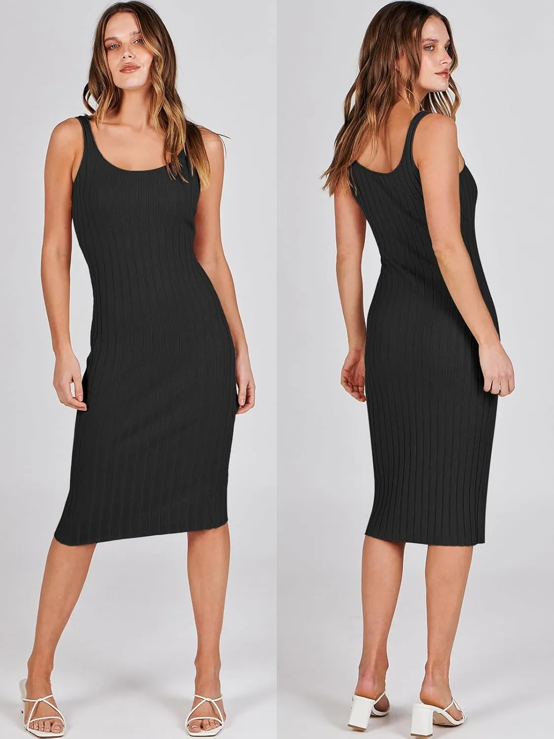 ANRABESS Womens 2 Piece Outfits Sweater Dresses Set Midi Skirt Sets Long Sleeve Crop Top Bodycon Ribbed Knit Dress 2024 Fall