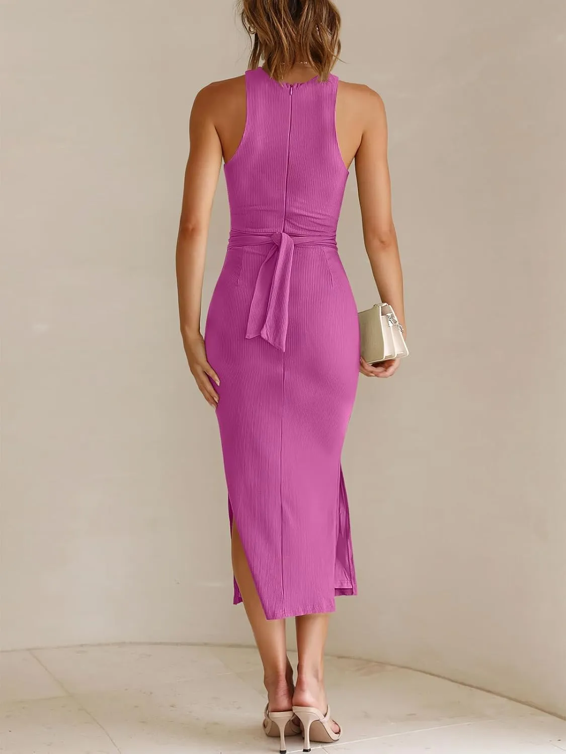 ANRABESS Womens Summer Formal Wedding Guest Dress Sexy Cutout Bodycon Slit Date Night Out Cocktail Dresses Resort Wear