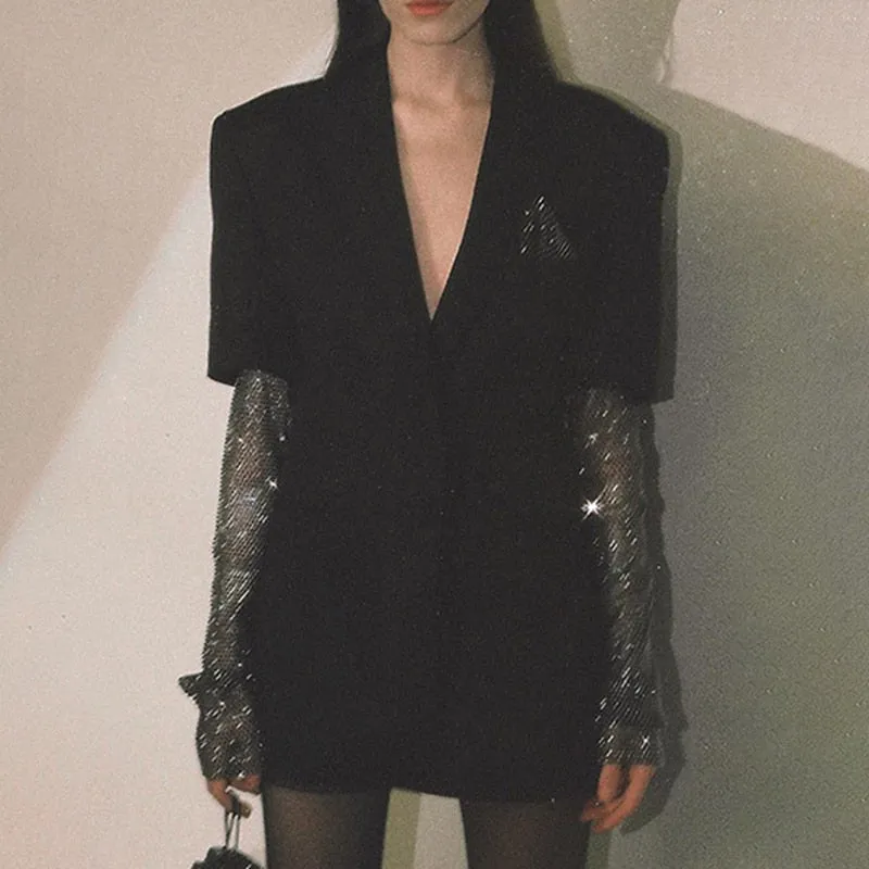 Black Diamond Sequins Office Lady Blazer