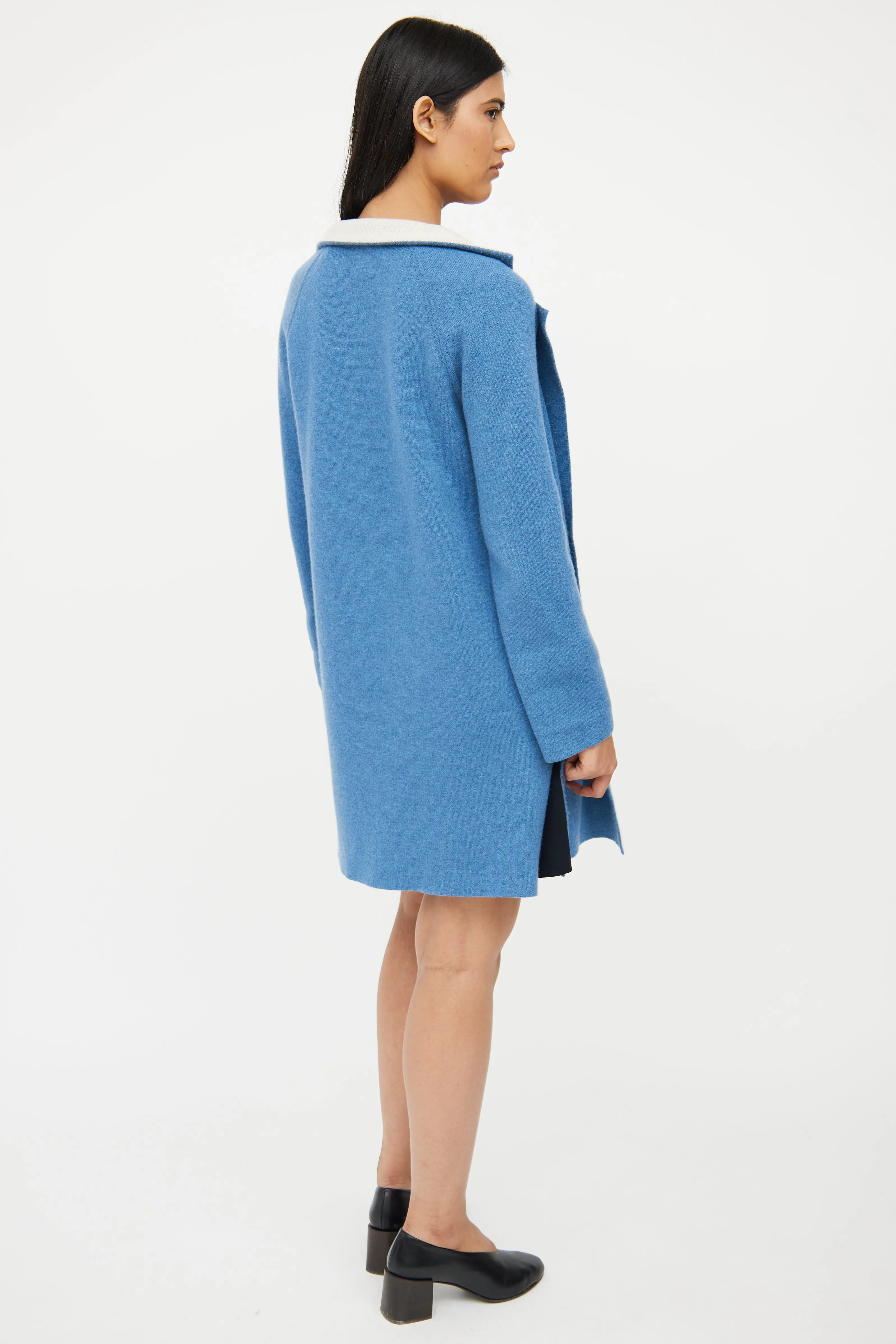 Blue Knit Cashmere Cardigan