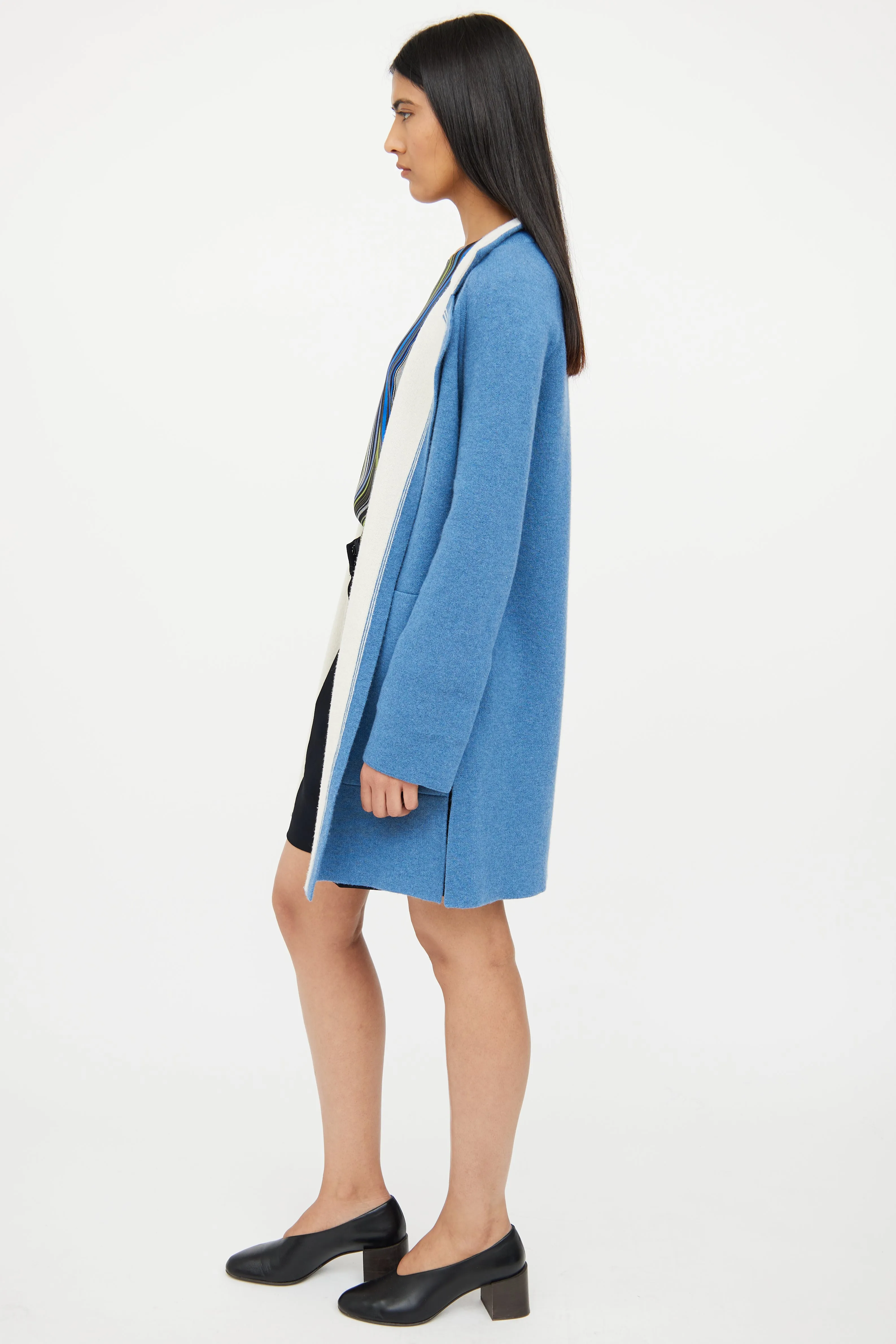 Blue Knit Cashmere Cardigan