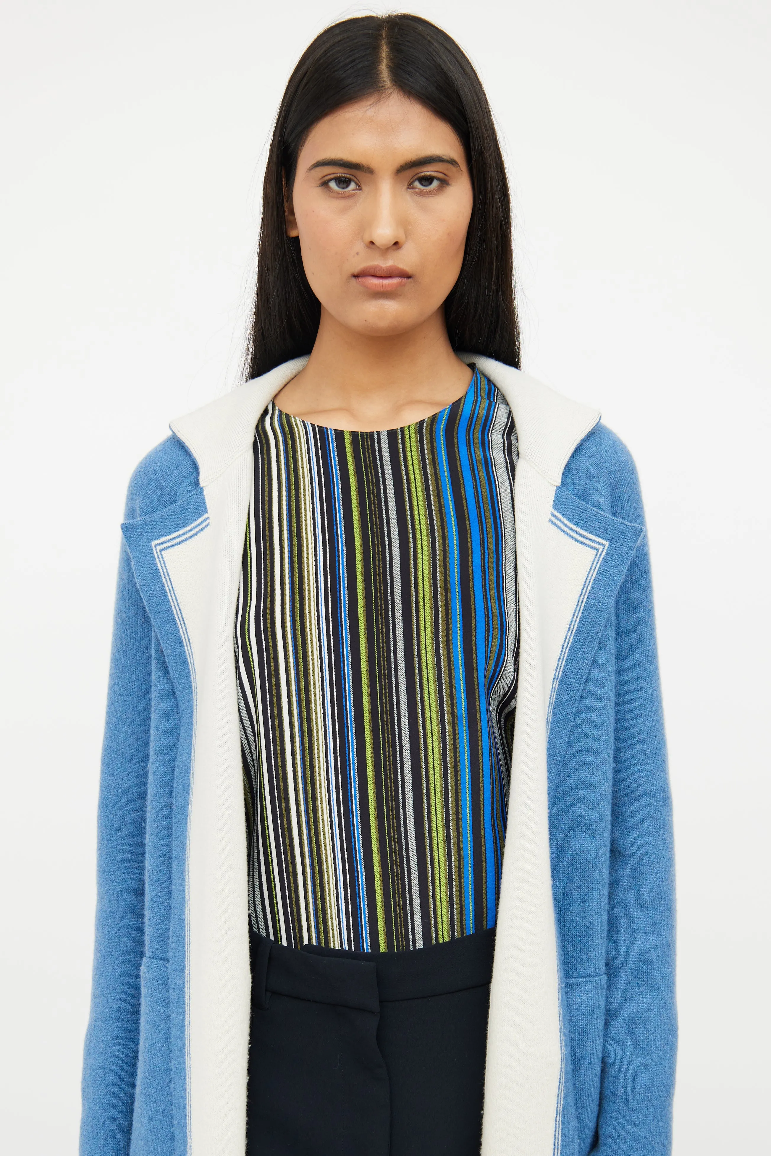 Blue Knit Cashmere Cardigan
