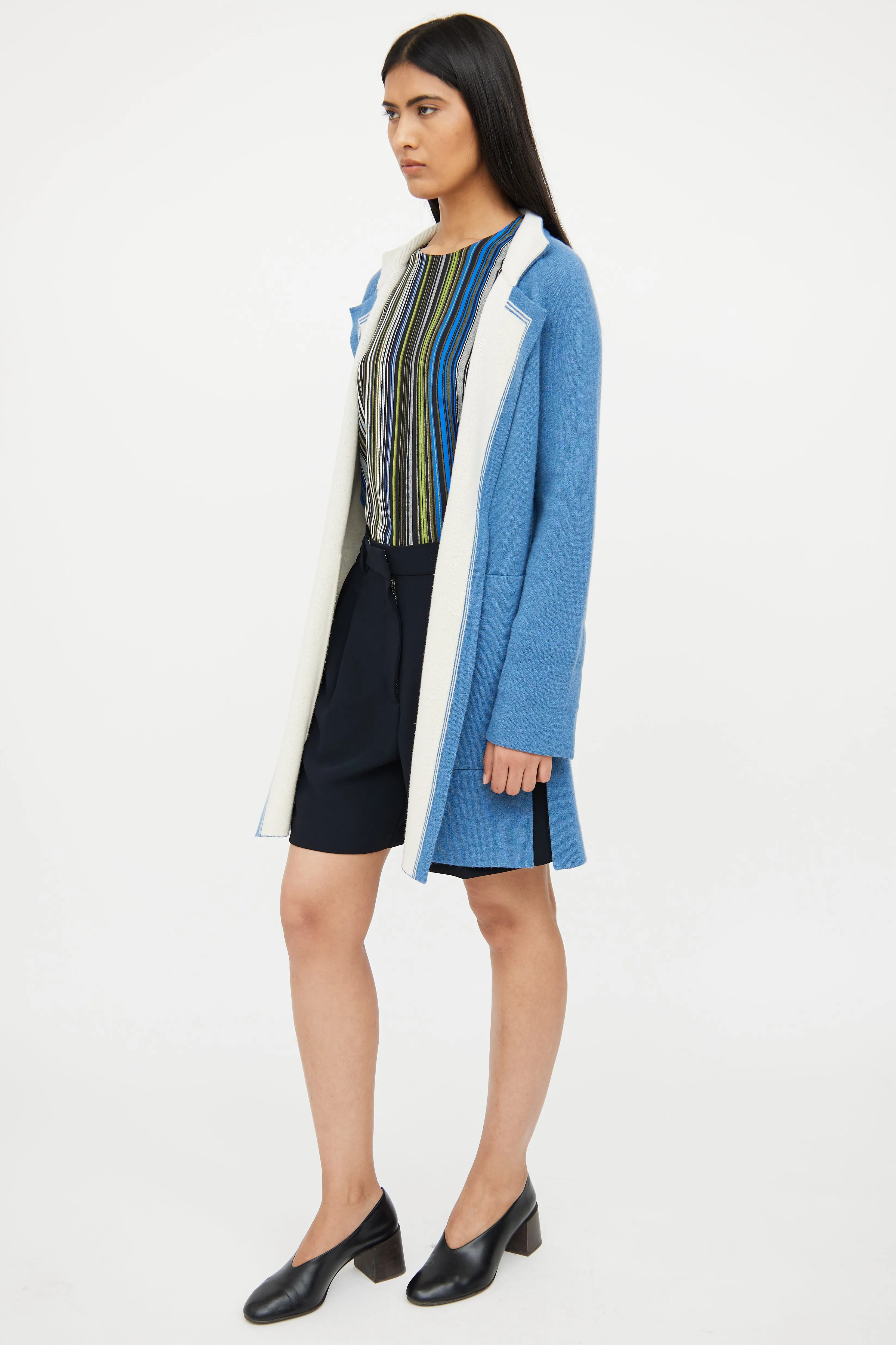 Blue Knit Cashmere Cardigan