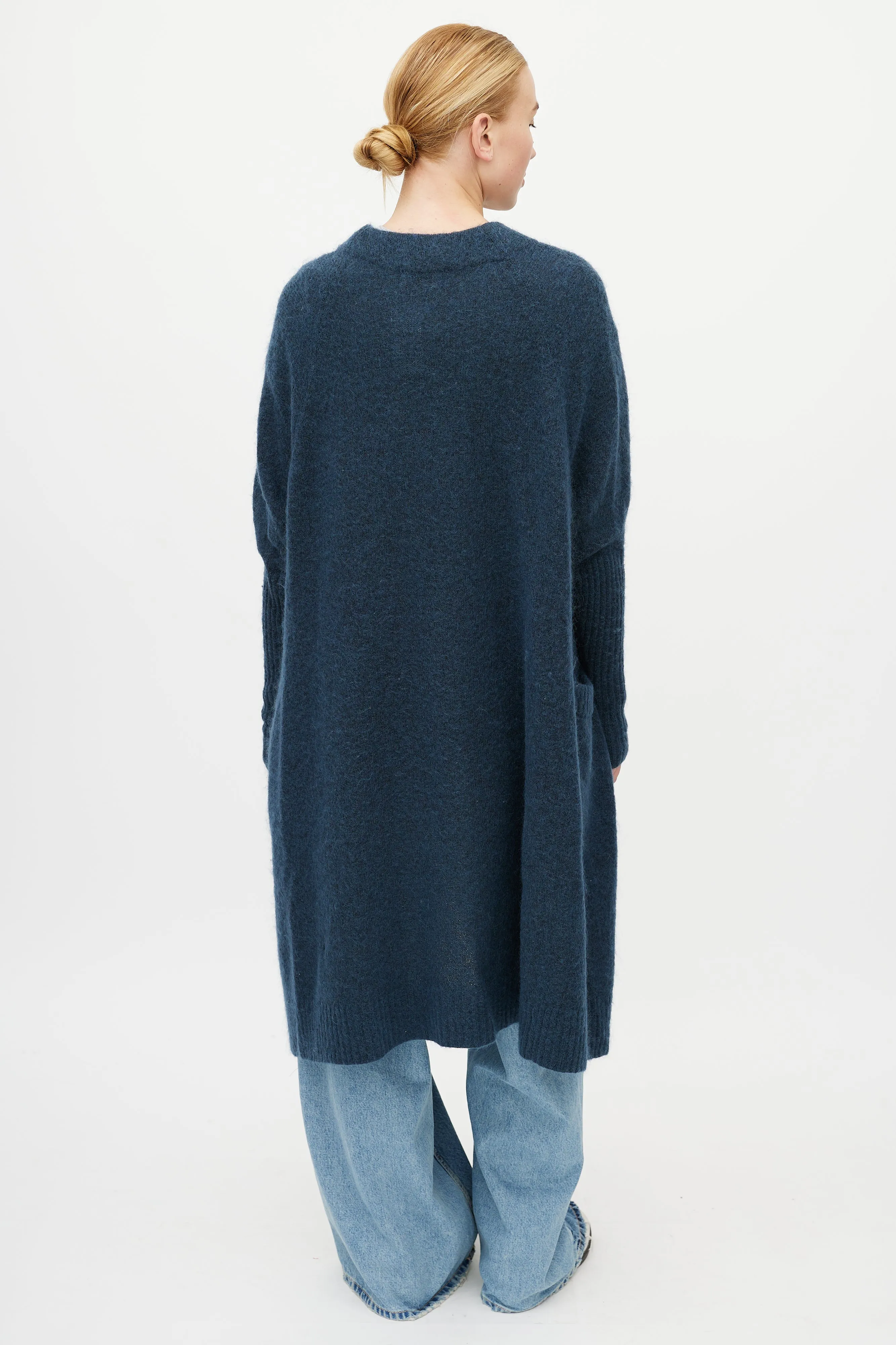 Blue Mohair Knit Cardigan
