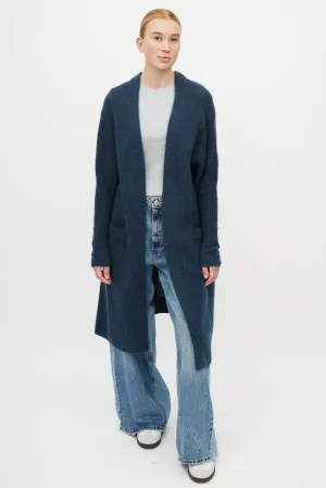 Blue Mohair Knit Cardigan