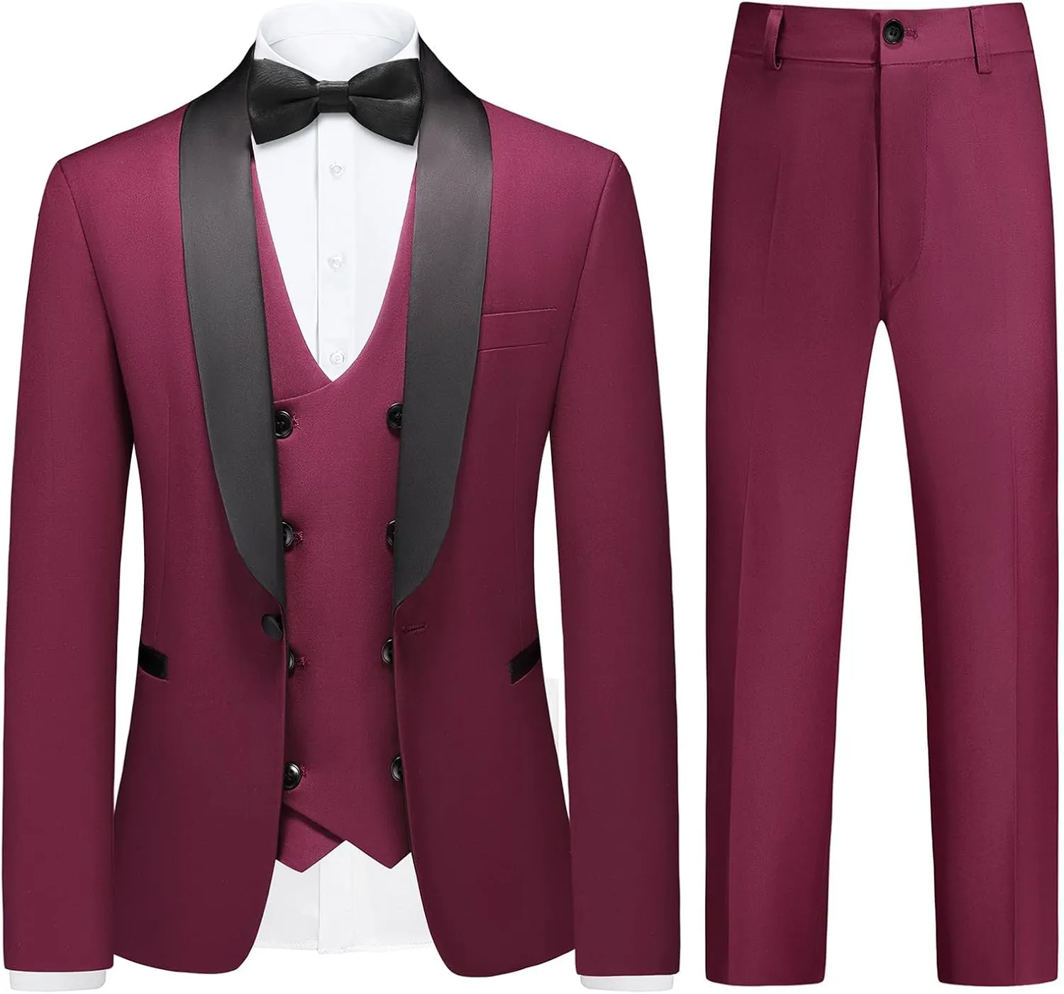 Boys Slim Fit Suits Formal Tuxedo 4 Piece Kids Dresswear Outfits with Vest Pants Jacket Bowtie Sets for Weddding