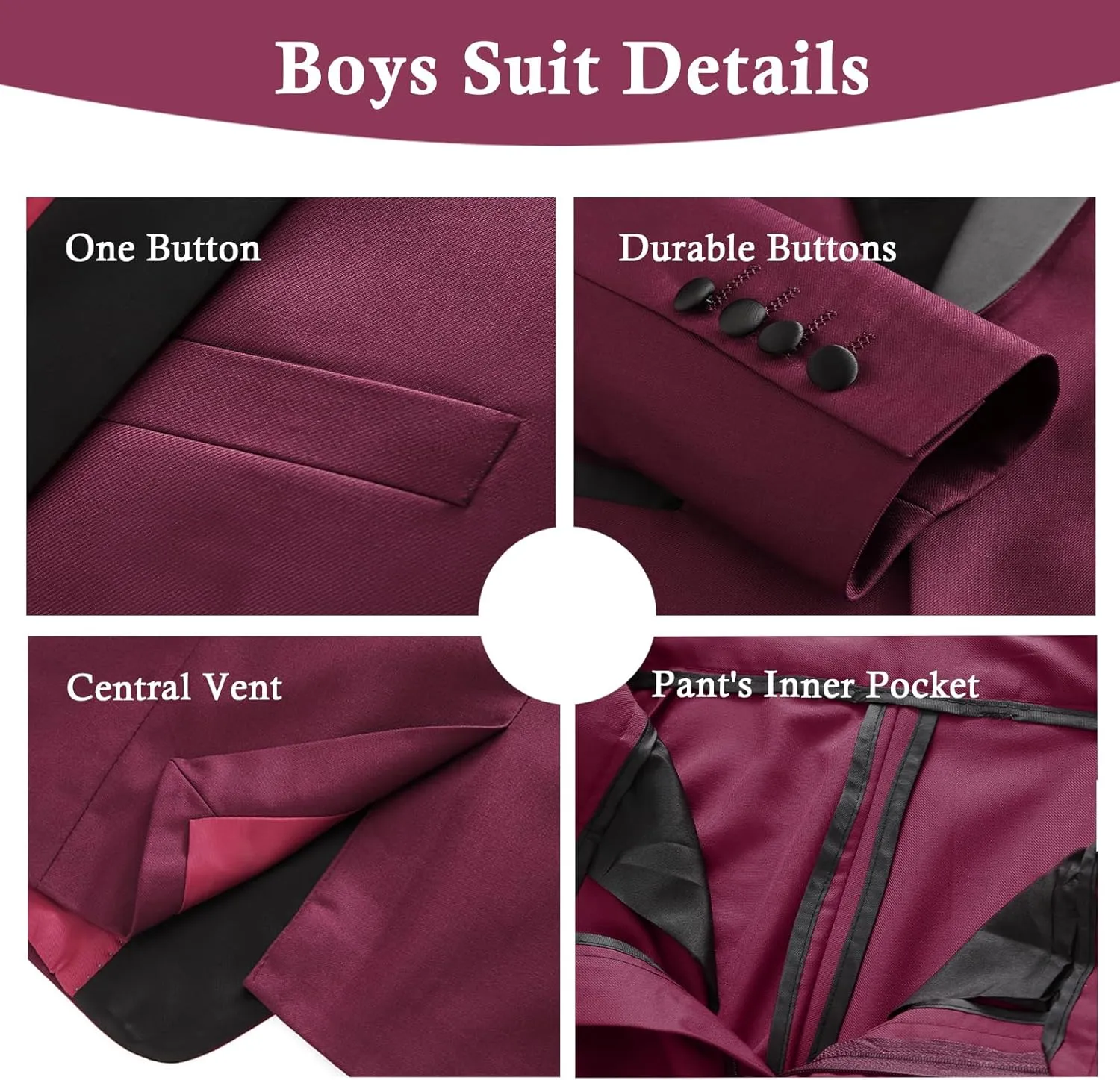 Boys Slim Fit Suits Formal Tuxedo 4 Piece Kids Dresswear Outfits with Vest Pants Jacket Bowtie Sets for Weddding