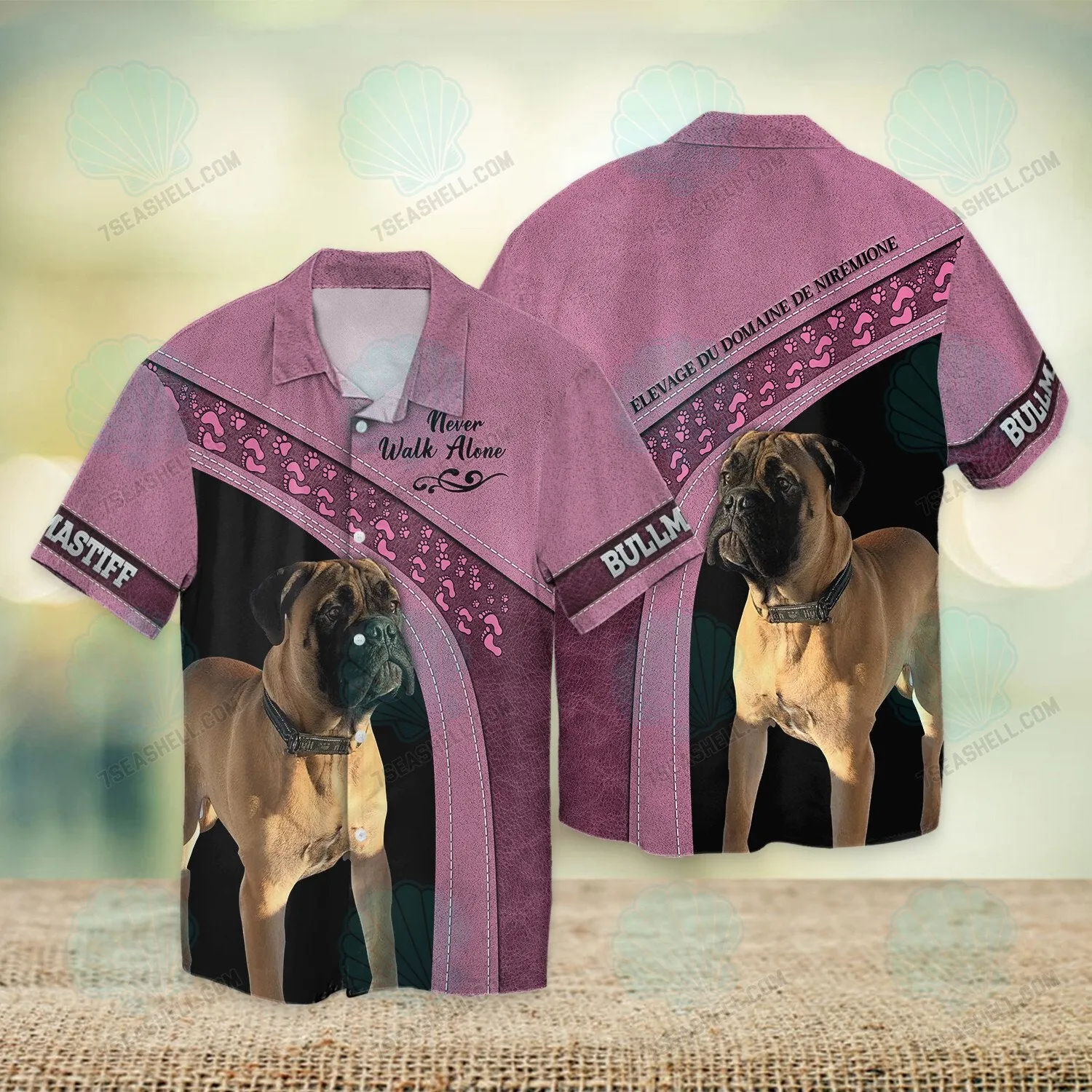 Bullmastiff Love Pink Never Walk Alone 3D Full Print Shirts, Dog Memorial Gifts for loss of Dog, Christmas Shirt for Dog Lovers