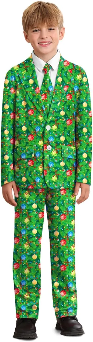Christmas Boys Ugly 3 Piece Suits with Jacket, Pants & Tie 5-14 Years