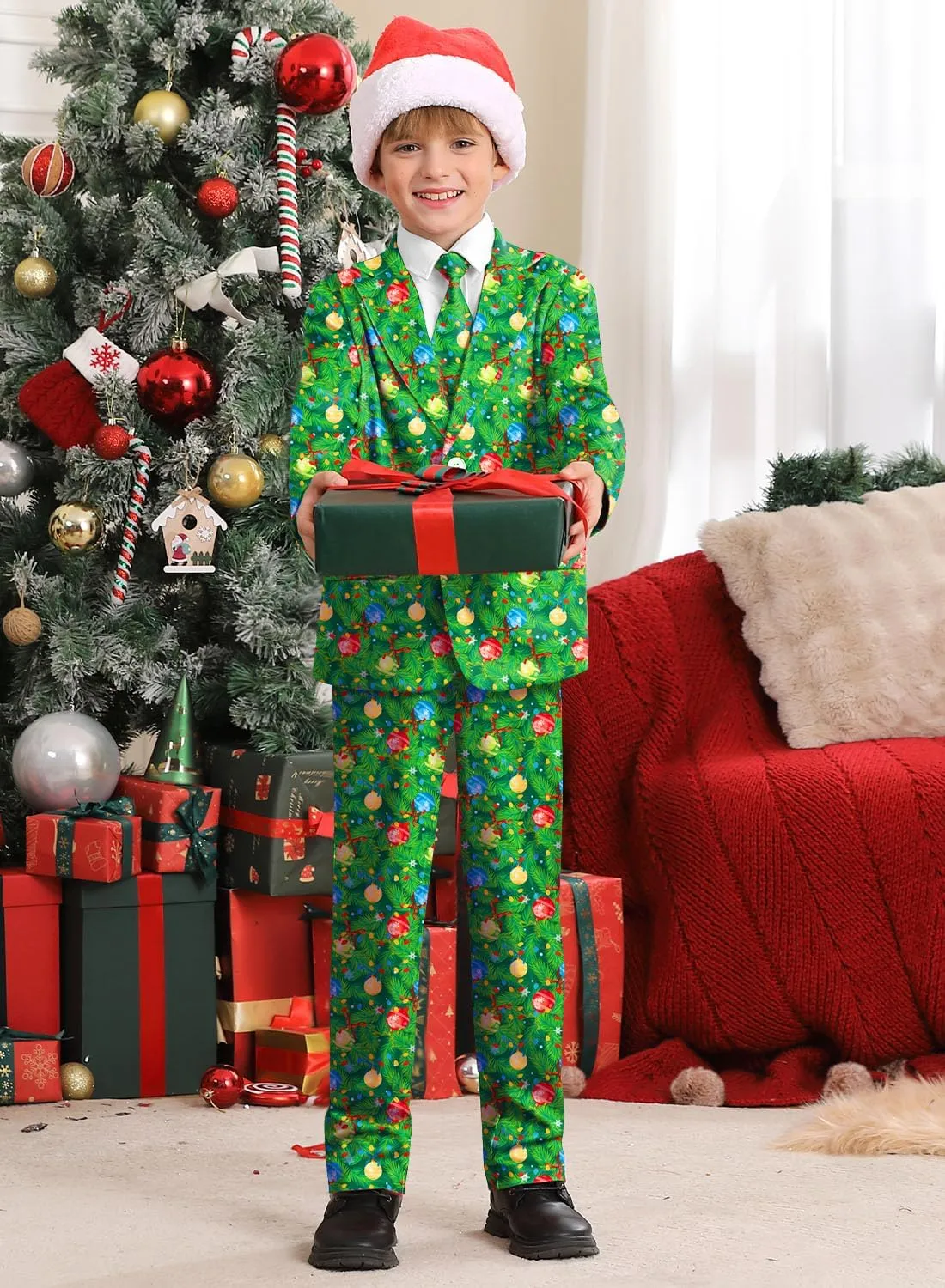 Christmas Boys Ugly 3 Piece Suits with Jacket, Pants & Tie 5-14 Years