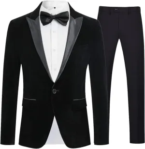 Cloudstyle Mens 2-Piece Suit Peaked Lapel 1 Button Tuxedo Slim Fit Dinner Jacket Pants