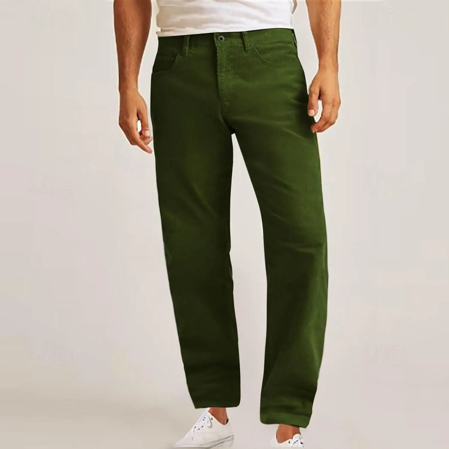 Corduroy Pants for Men Trendy Relaxed Fit Flat Front Straight Leg Pant Casual Business Wedding Lounge Trousers 2025