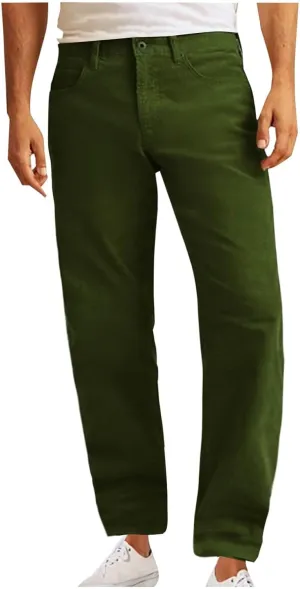 Corduroy Pants for Men Trendy Relaxed Fit Flat Front Straight Leg Pant Casual Business Wedding Lounge Trousers 2025