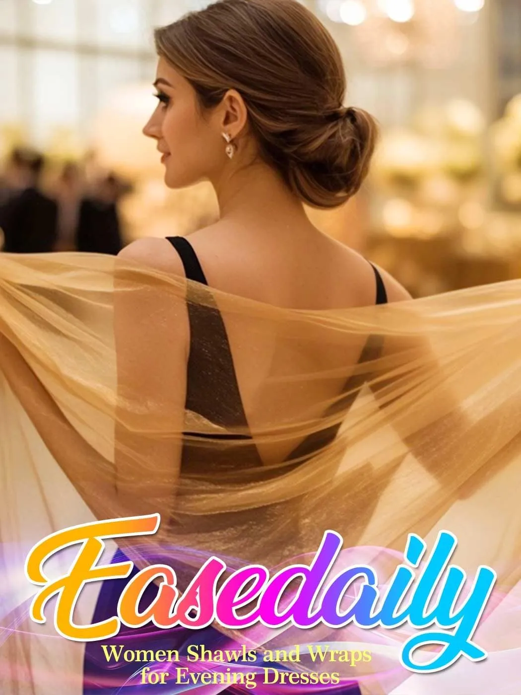 EASEDAILY Women's Shawls and Wraps for Evening Dresses Sparkling Wedding Scarf Sheer Bridal Stole for Bride and Bridesmaid