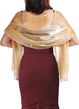 EASEDAILY Women's Shawls and Wraps for Evening Dresses Sparkling Wedding Scarf Sheer Bridal Stole for Bride and Bridesmaid