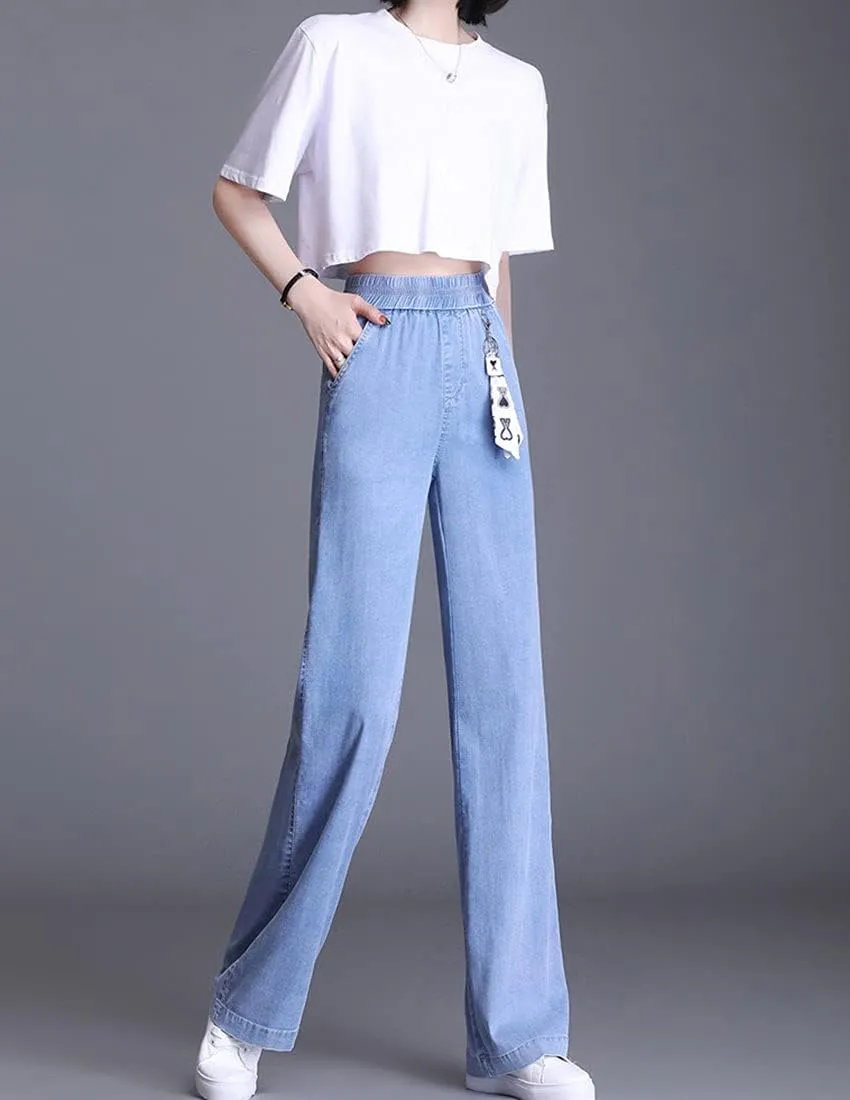 ebossy Women's Casual High Waist Korean Lyocell Harem Pants Cropped Trousers