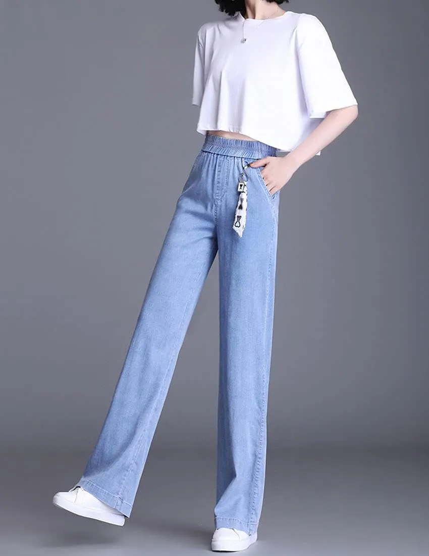 ebossy Women's Casual High Waist Korean Lyocell Harem Pants Cropped Trousers