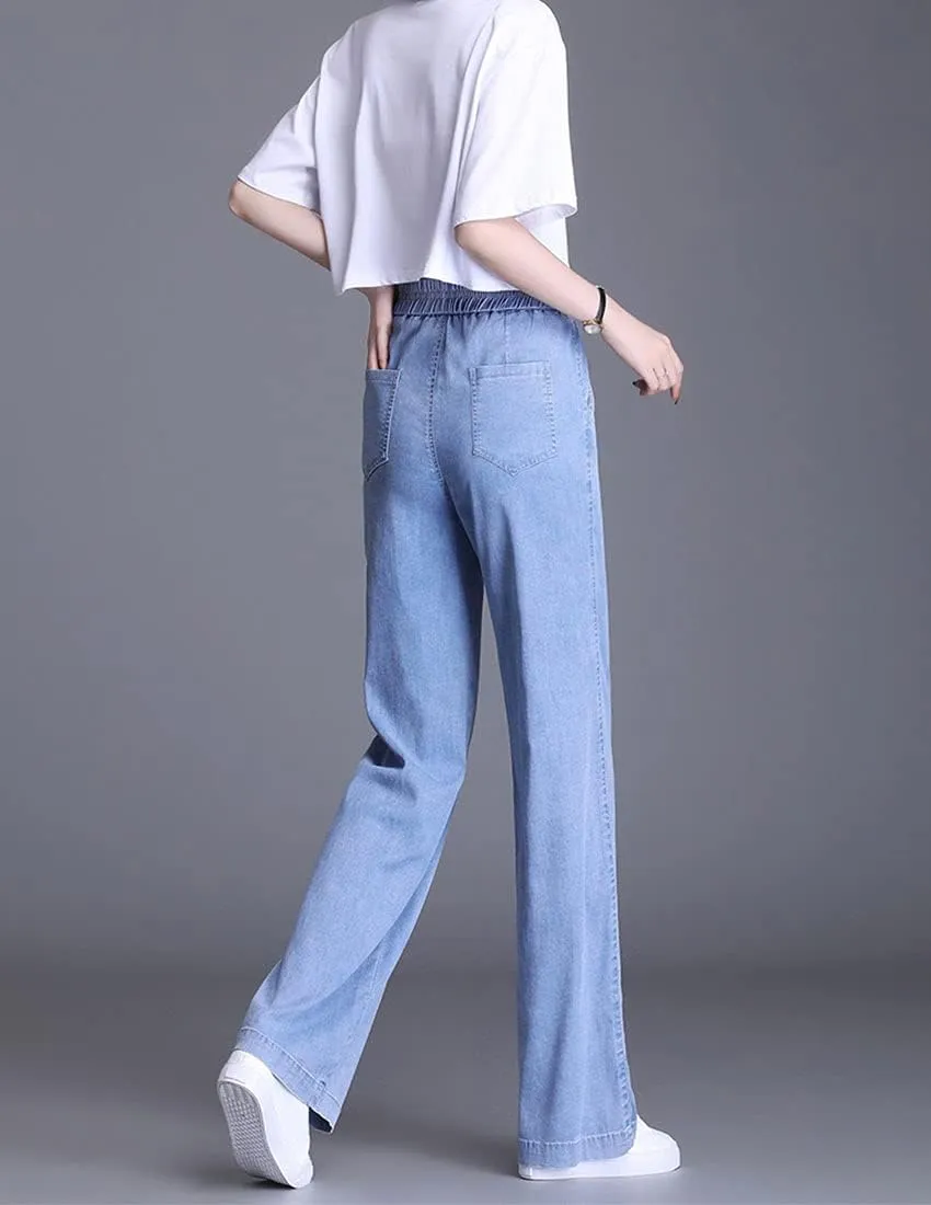 ebossy Women's Casual High Waist Korean Lyocell Harem Pants Cropped Trousers