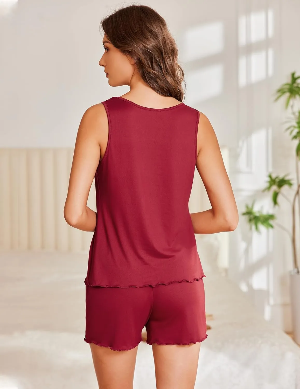 Ekouaer 2 Pack Womens Pajamas Set Casual Sleepwear Soft Pj Sets Tank Top and Shorts Loungewear for Summer,S-XXL