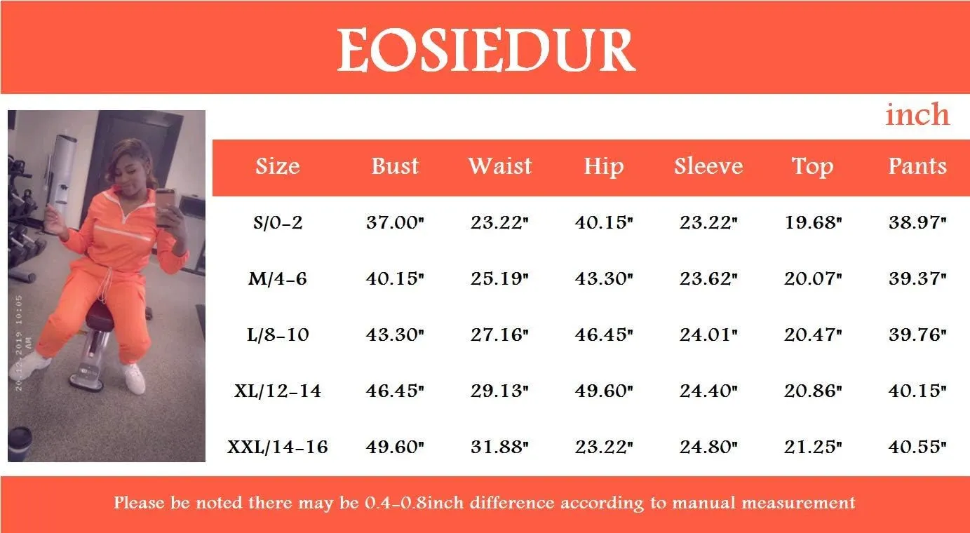 EOSIEDUR Women 2 Piece Outfits Tracksuit Jumpsuits Lightweight Windbreaker Pullover Jacket Crop Top Pants Set