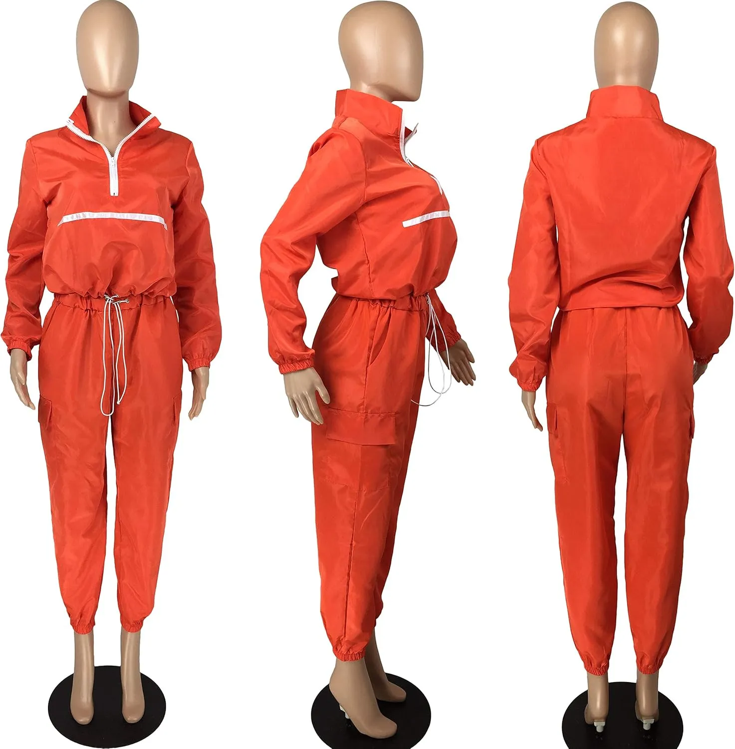 EOSIEDUR Women 2 Piece Outfits Tracksuit Jumpsuits Lightweight Windbreaker Pullover Jacket Crop Top Pants Set