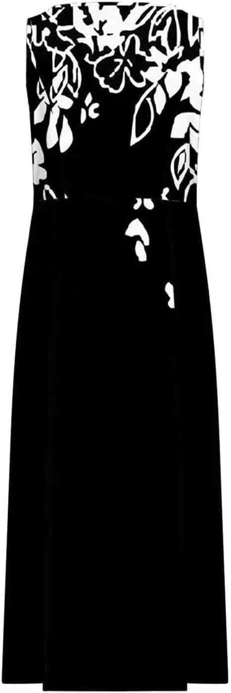 Finelylove Womens Summer Casual Maxi Dress 2025 Sleeveless Tank Dress Boho Floral Linen Summer Dress Beach Long Sundress