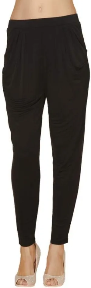 Forever Angel Women's 100% Pure Silk Knitted Trendy Baggy Pants Casual Harem Size M Black
