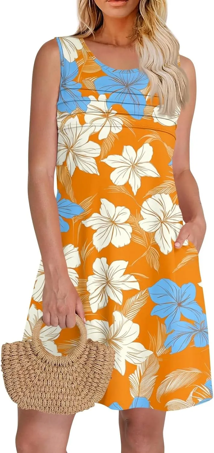 Hawaiina Dress for Women 2025 Summer Casual Petal Slim Striped Ruffle Floral Sundresses Plus Size Tropical Dresses