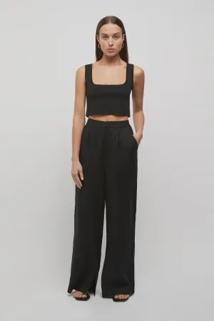 Hayworth Linen Split Trousers Black