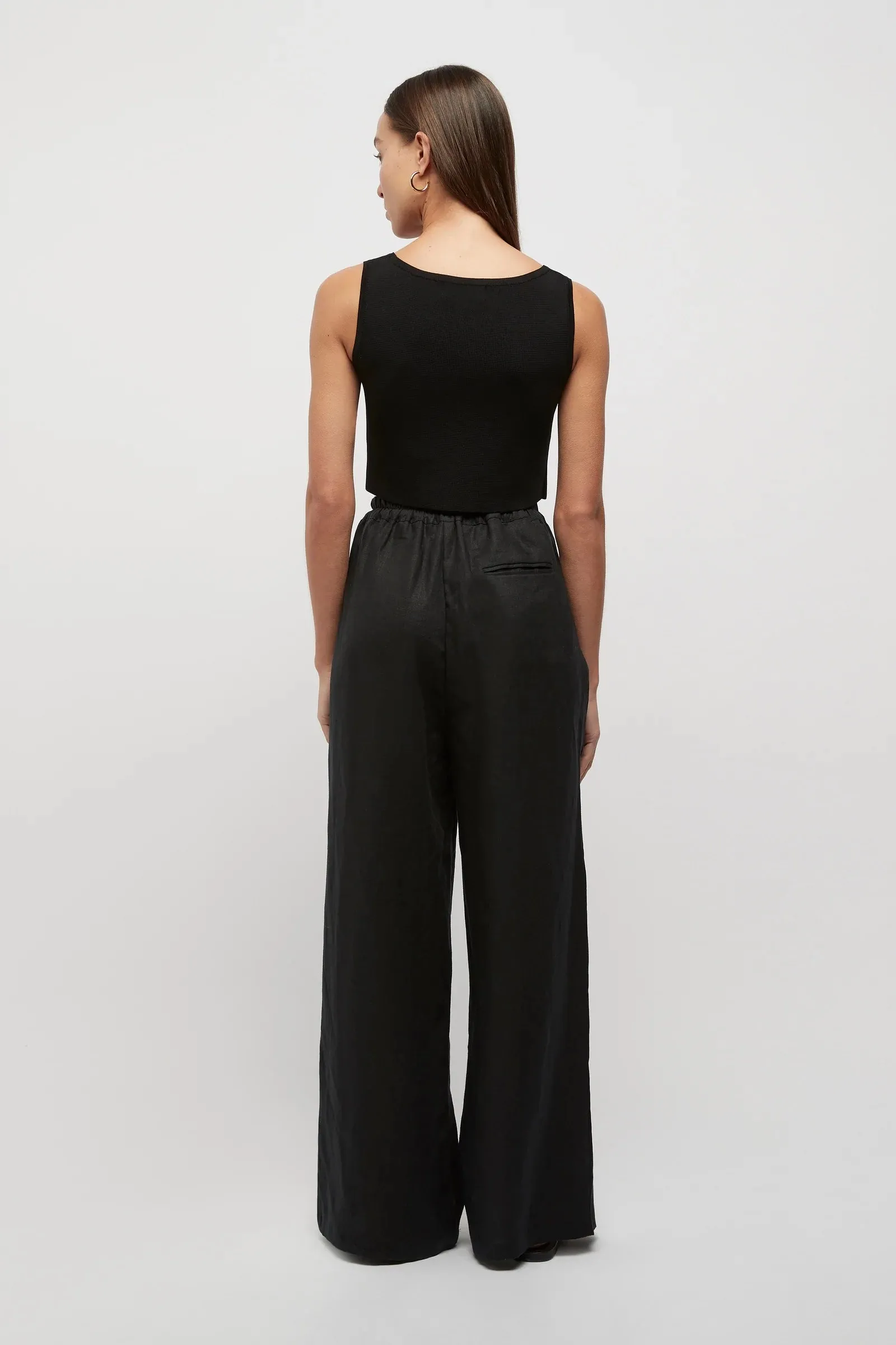 Hayworth Linen Split Trousers Black