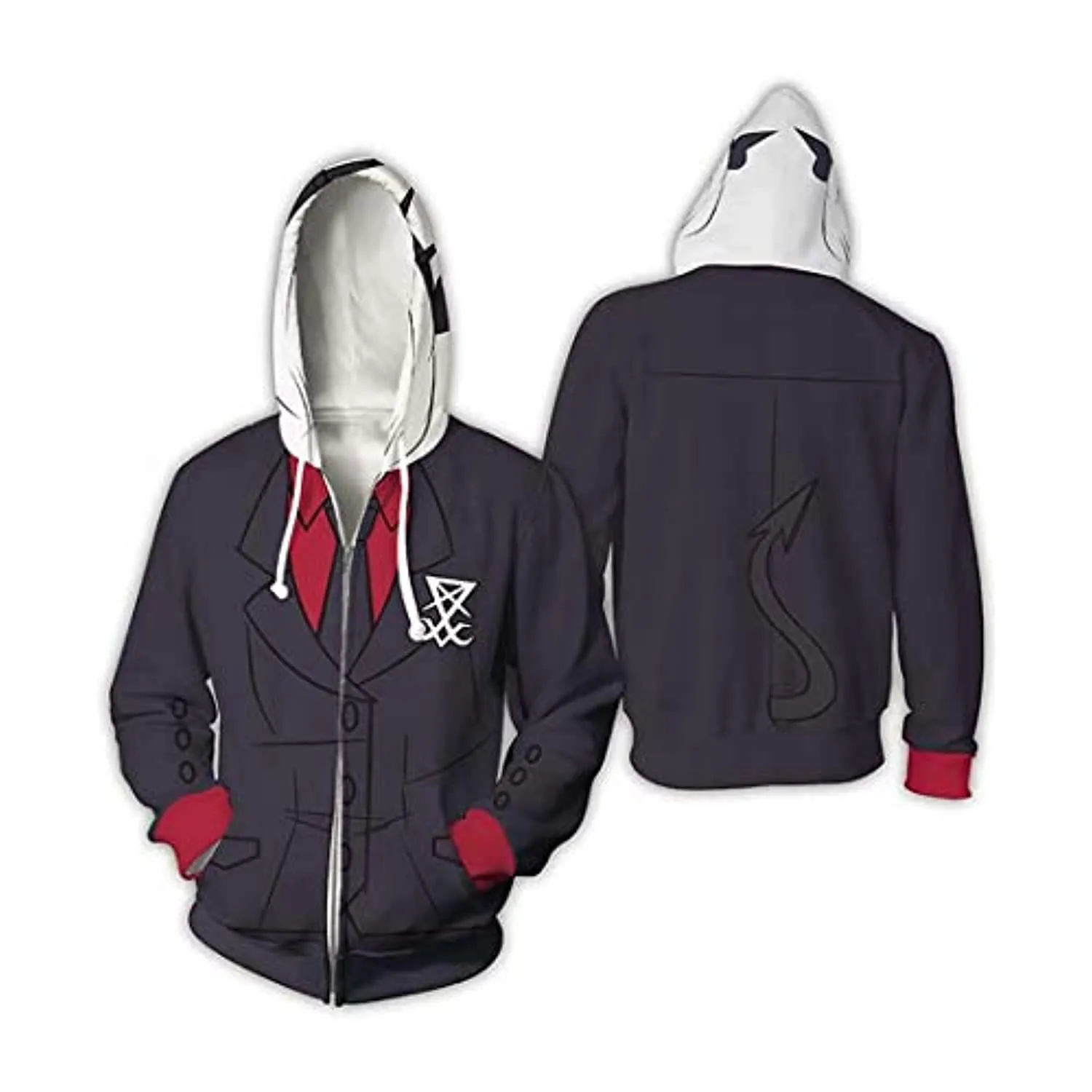 Helltaker Hoodies - Lucifer Unisex 3D Zip Up Hooded Jacket