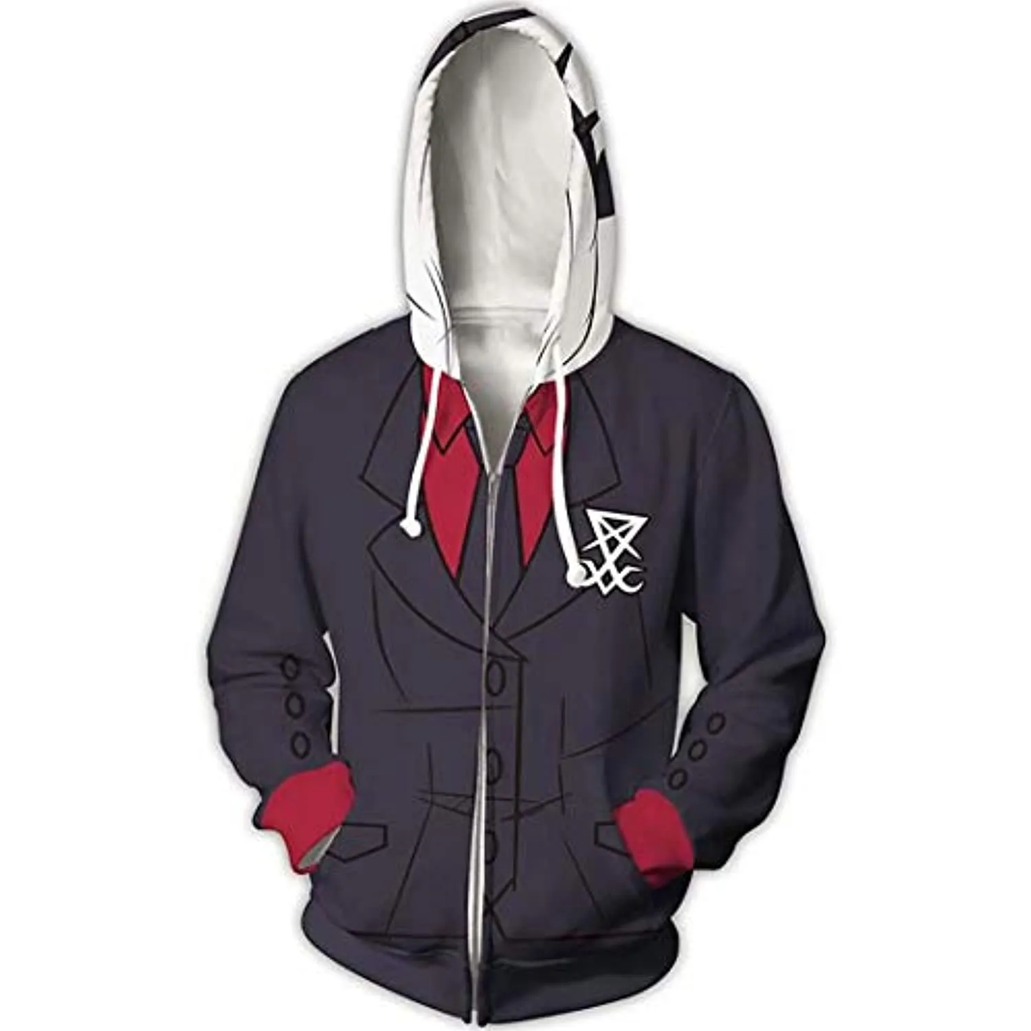 Helltaker Hoodies - Lucifer Unisex 3D Zip Up Hooded Jacket