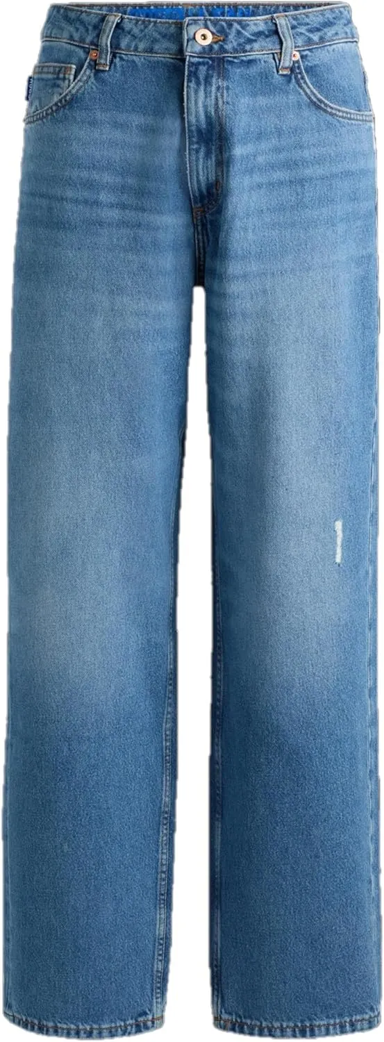 HUGO Women's Leni Loose Fit Wide Leg Jeans