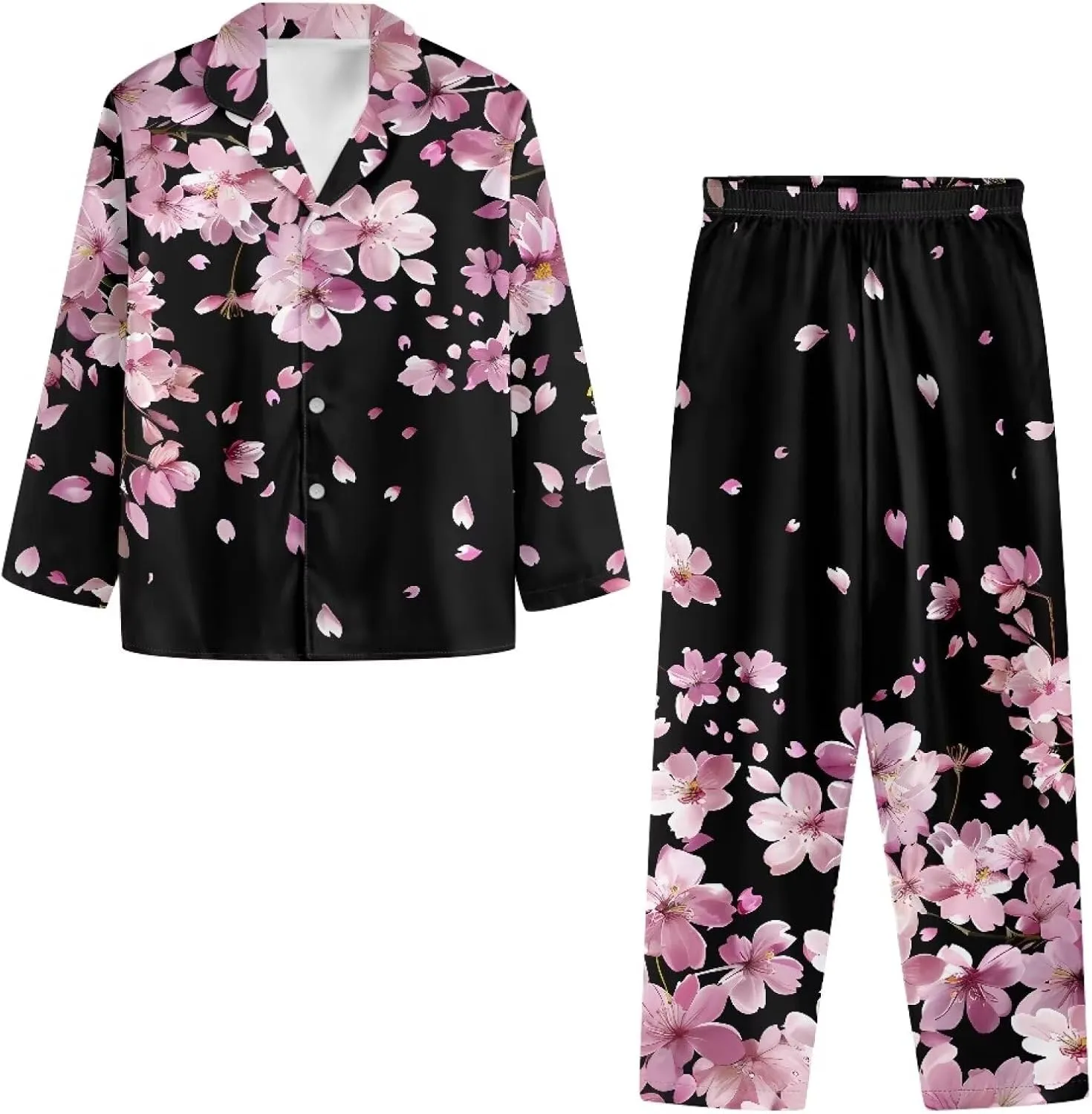HUGS IDEA 2 Pieces Pajamas Women's Long Sleeve Sleepwear with Pockets Soft Button Down Loungewear Pjs Set XS-4XL