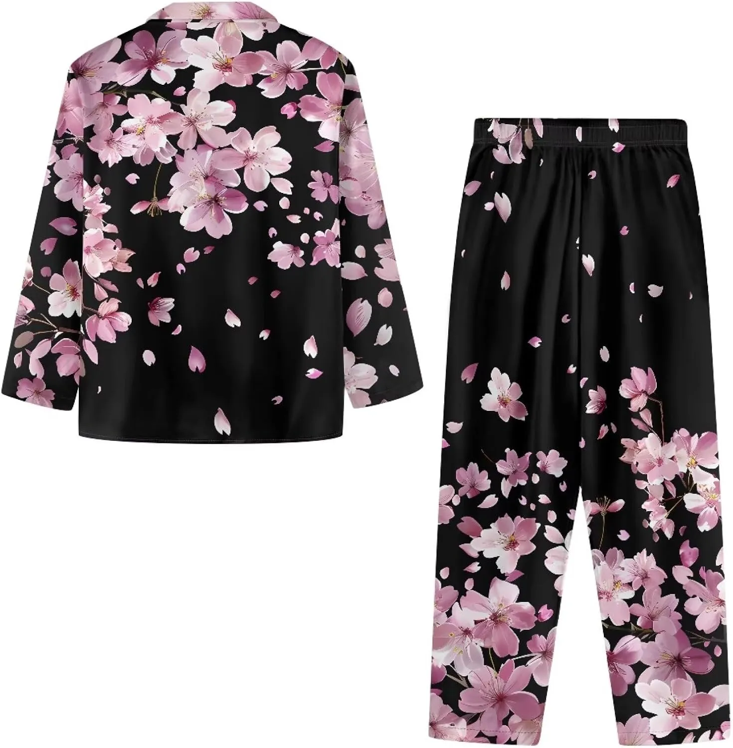 HUGS IDEA 2 Pieces Pajamas Women's Long Sleeve Sleepwear with Pockets Soft Button Down Loungewear Pjs Set XS-4XL