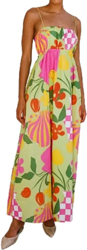 IMISSILLEB Women Boho Graphic Maxi Dress Spaghetti Strap Colorful Graffiti Long Cami Dress 2024 Summer Vacation Beach Dress