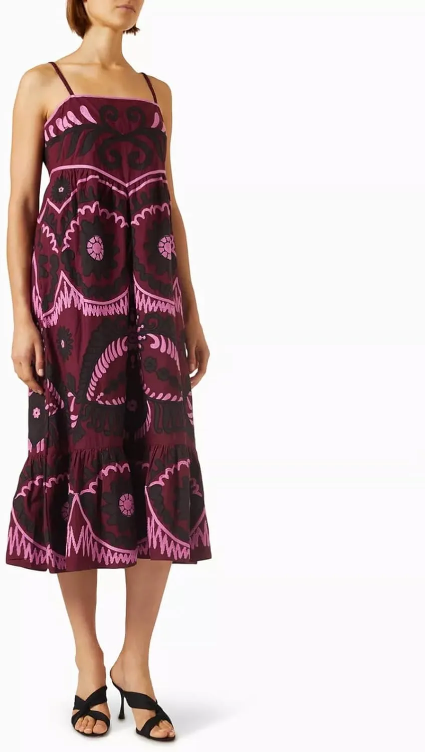 IMISSILLEB Women Boho Graphic Maxi Dress Spaghetti Strap Colorful Graffiti Long Cami Dress 2024 Summer Vacation Beach Dress