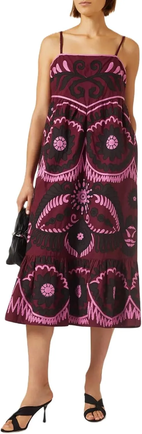 IMISSILLEB Women Boho Graphic Maxi Dress Spaghetti Strap Colorful Graffiti Long Cami Dress 2024 Summer Vacation Beach Dress