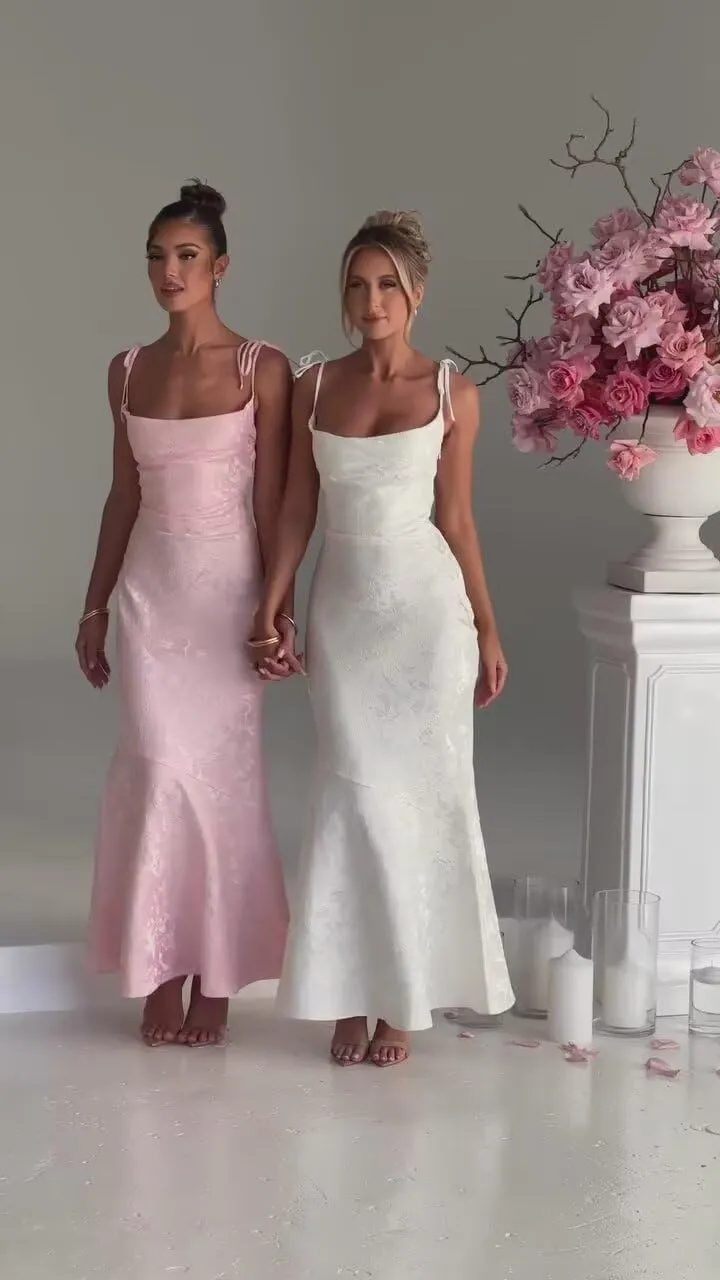 Jacquard Satin Bridesmaid Dresses for Women Prom Dress Spaghetti Straps Long Formal Evening Party Gowns