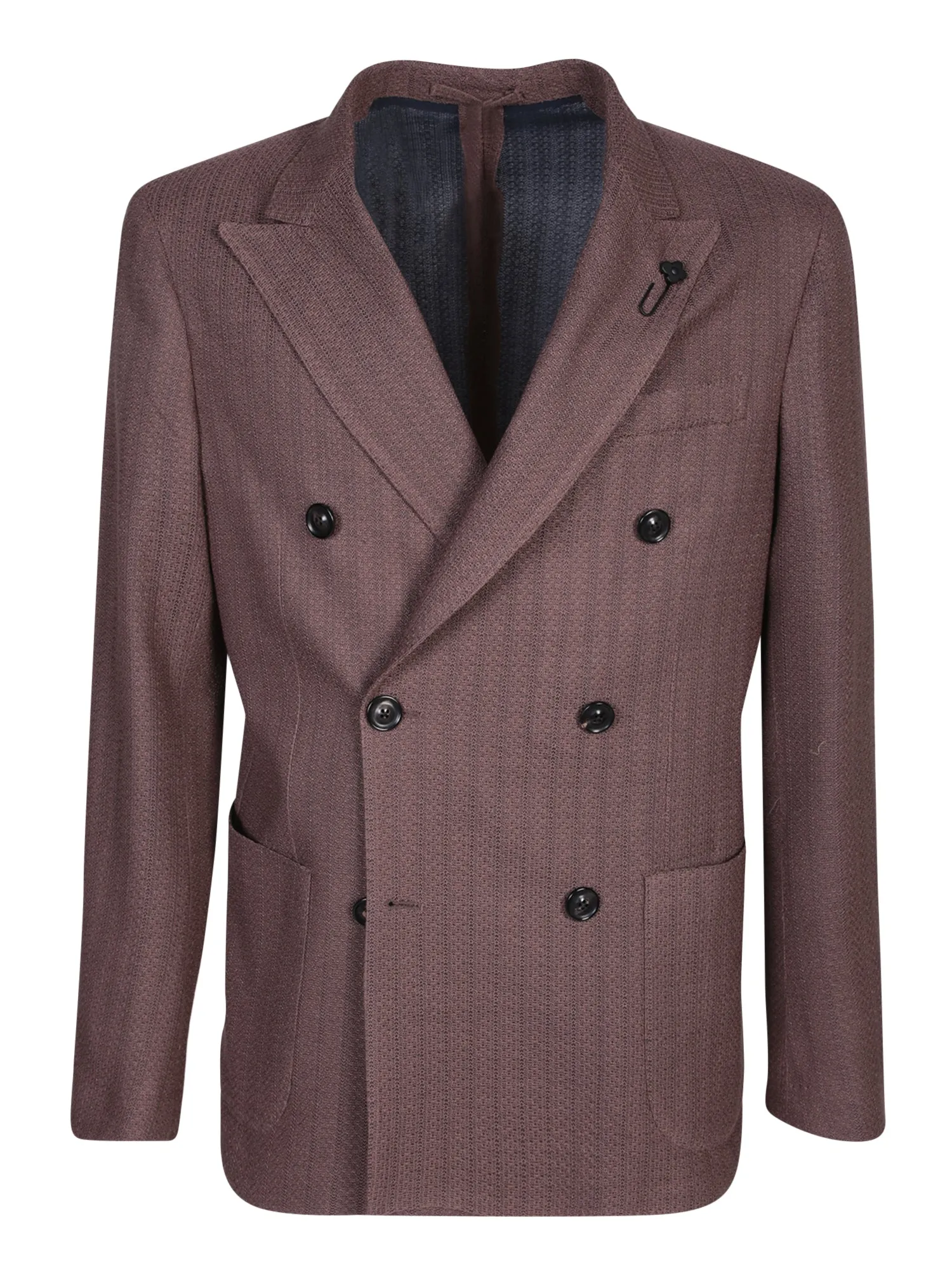 Jersey double-breasted brown jacket