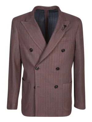 Jersey double-breasted brown jacket