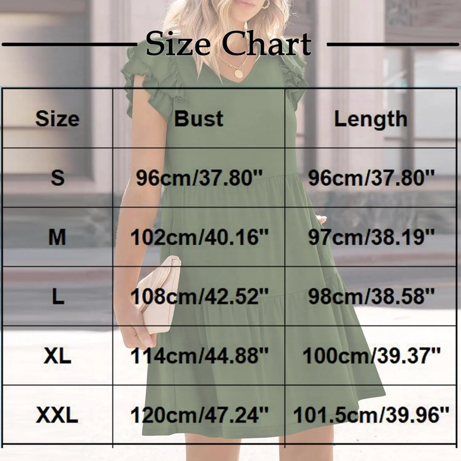 JOAU Women's Flutter Sleeve Summer Dress 2025 Casual V Neck Ruffle Flowy Tiered Knee Length A-Line Beach Vacation Sundress