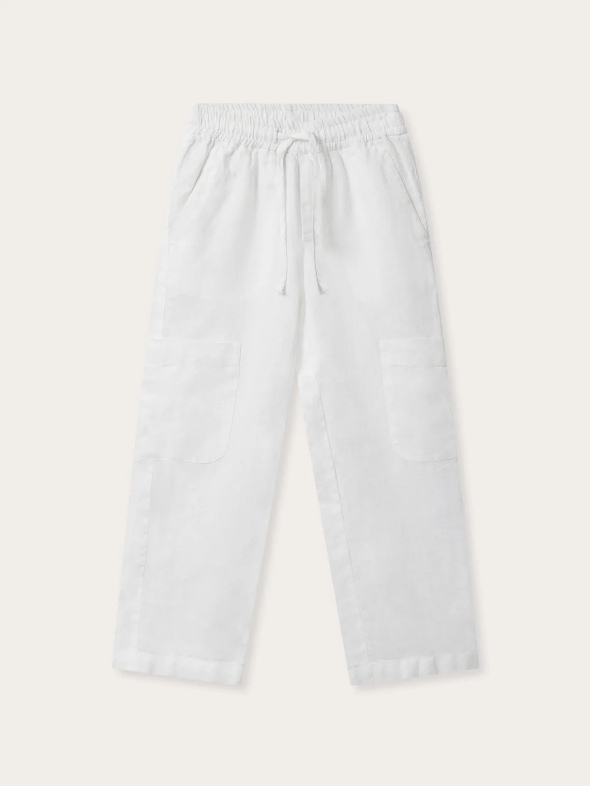 Kids White Eleuthera Linen Trousers